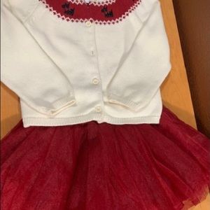 Gymboree Holiday Sweater & Red Tulle skirt Size 3/4